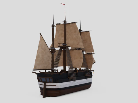 Hecla-Class Bomb Vessel 3D Model