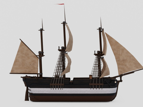 Hecla-Class Bomb Vessel 3D Модель
