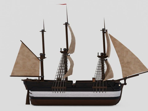 Hecla-Class Bomb Vessel 3D Model