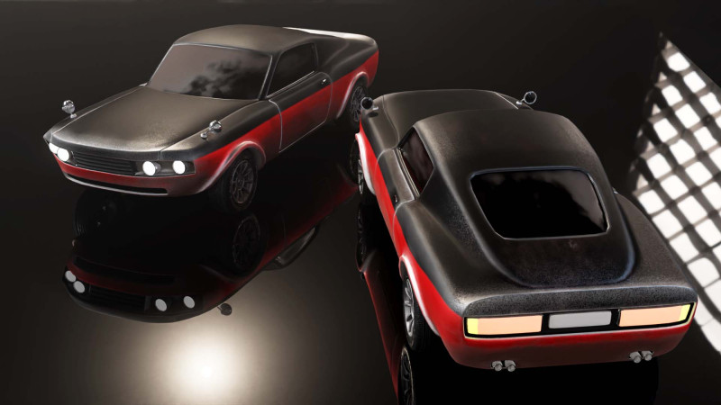 Modern American Muscle Car Fastback 3D Модель .c4d .max .obj .3ds .fbx .stl .blend