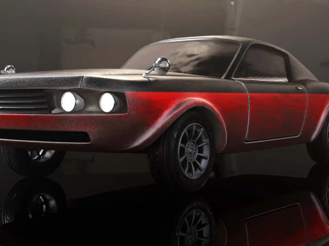 Modern American Muscle Car Fastback 3D Model