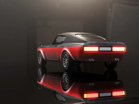 Modern American Muscle Car Fastback 3D Model