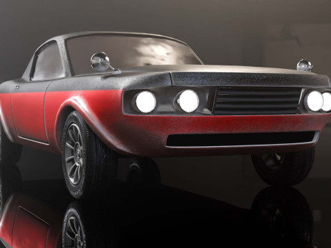 Modern American Muscle Car Fastback 3D Модель