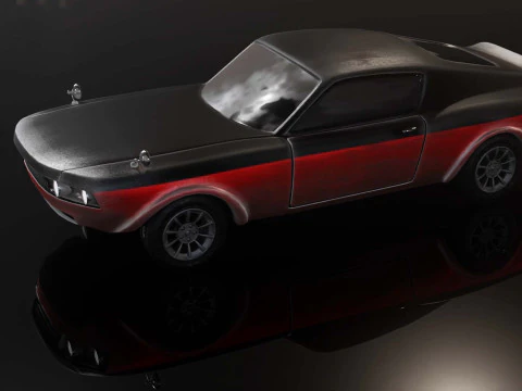 Modern American Muscle Car Fastback 3D Model