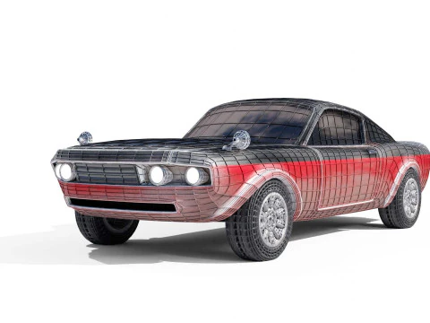 Modern American Muscle Car Fastback 3D Model