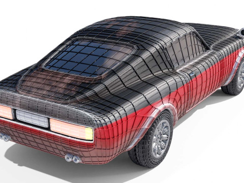 Modern American Muscle Car Fastback 3D Модель