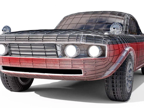 Modern American Muscle Car Fastback 3D Model