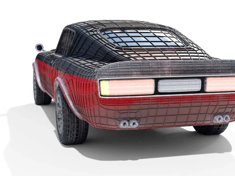 Modern American Muscle Car Fastback 3D Model