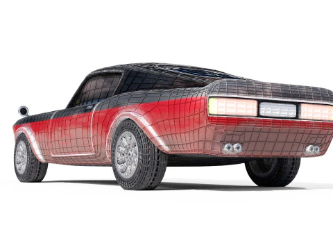 Modern American Muscle Car Fastback 3D Model