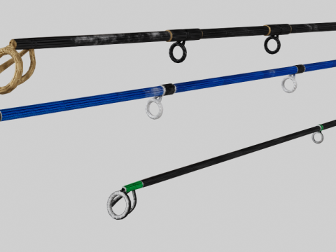 एनिमेटेड मछली पकड़ने वाली छड़ी संग्रह 3D मॉडल