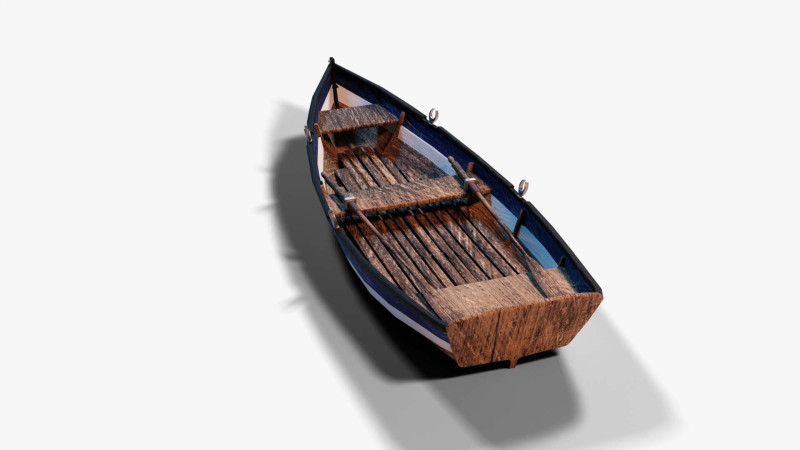Rowboat 3D Model .c4d .max .obj .3ds .fbx .stl .blend