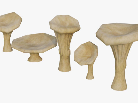 Грибные деревья лисички 3D Модель