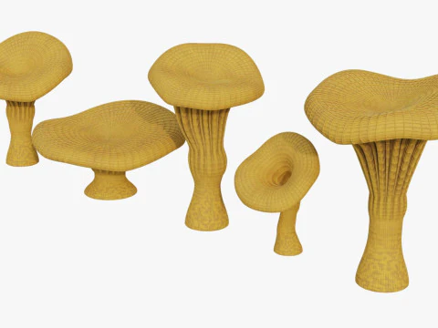 Chanterelle Mushroom Trees 3D Model