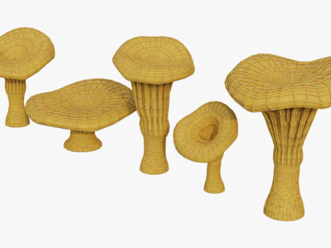 Chanterelle Mushroom Trees 3D Model