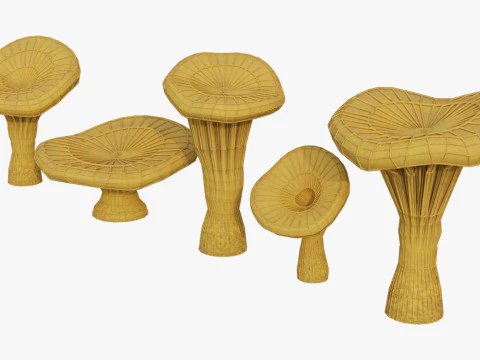 Chanterelle Mushroom Trees 3D Model