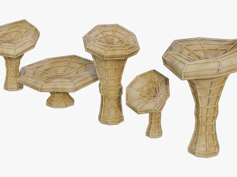 Chanterelle Mushroom Trees 3D Model