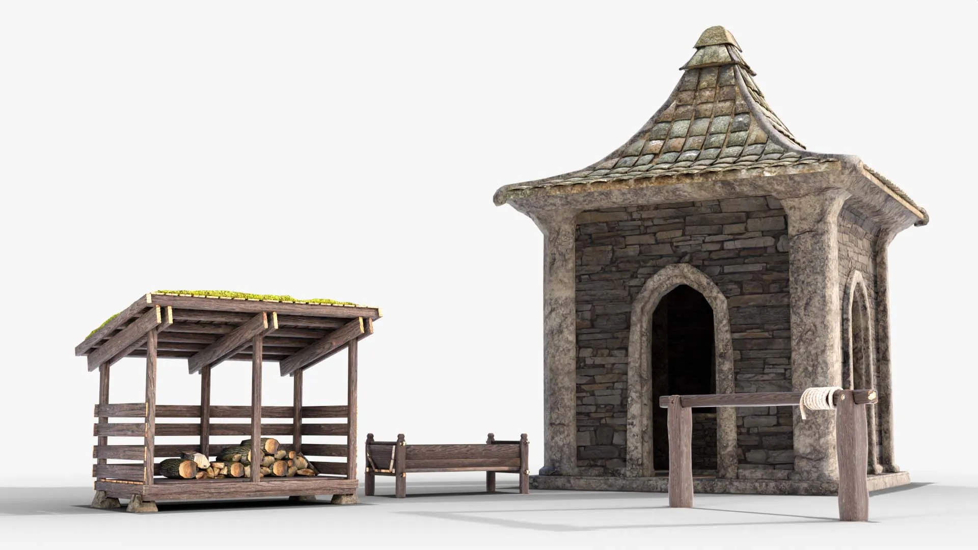 Wayshrine Pack 3D Model .c4d .max .obj .3ds .fbx .stl .blend 