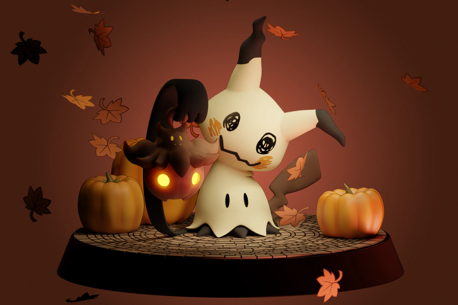 Mimikyu Pumpkin field 3D Print Model .c4d .max .obj .3ds .fbx .stl .blend 