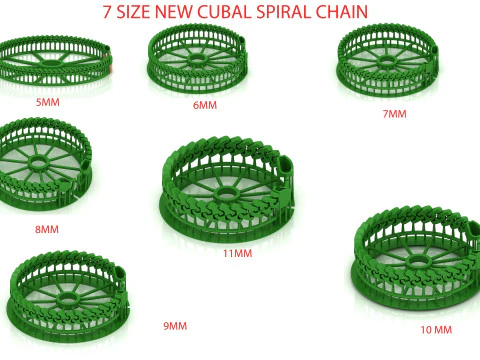 5-11MM YENİ Spiral Tip K&uuml;ba Bileklik Baskıya Hazır STL Testli Y&uuml;ksek Kaliteli Tasarım 3D Baskı Modeli