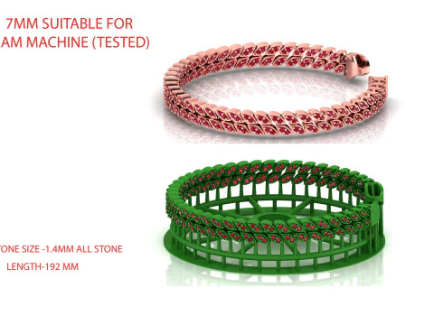 Corrente impressa em 3D cubana de diamante de 7 MM Modelo de Impressão 3D