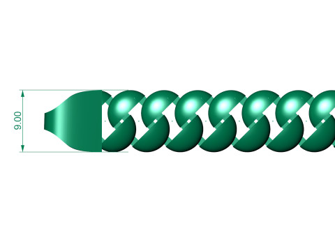 9MM Oval CUBAN BRACELET READY TO PRINT FULL BRACELET Modelo de impresión 3D