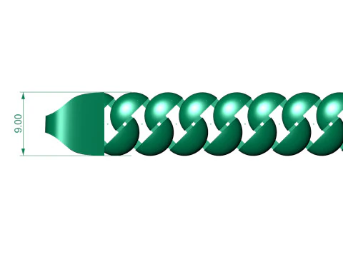 9MM Oval CUBAN BRACELET READY TO PRINT FULL BRACELET 3D Print Model