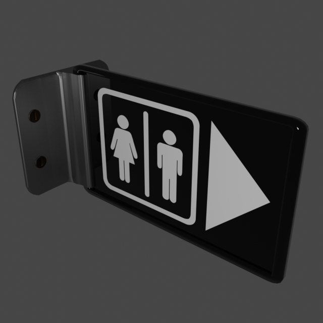 Restroom Sign - Wall Mounted 3D Model .c4d .max .obj .3ds .fbx .stl .blend