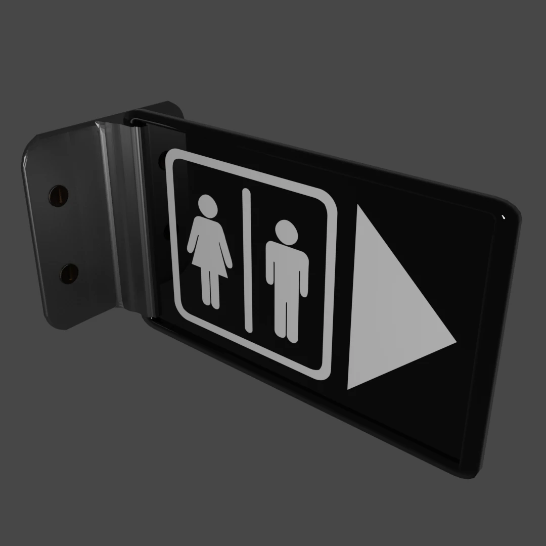 Restroom Sign - Wall Mounted 3D Model .c4d .max .obj .3ds .fbx .stl .blend 