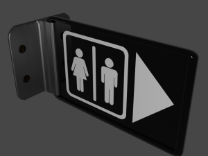 Restroom Sign - Wall Mounted 3D Model