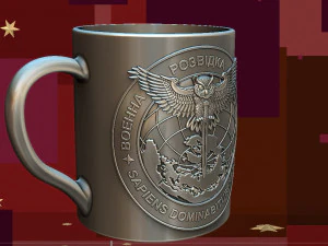 3D MODEL FOR A 3D PRINTER A CUP WITH A CHEVRON OF UKRAINIAN INTELLIGENCE 3D Print Model