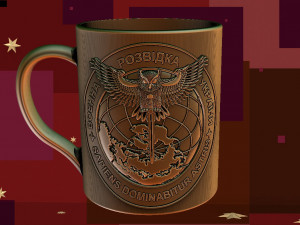 3D MODEL FOR A 3D PRINTER A CUP WITH A CHEVRON OF UKRAINIAN INTELLIGENCE Modelo de Impressão 3D