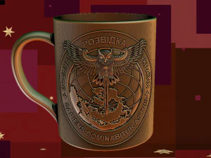 3D MODEL FOR A 3D PRINTER A CUP WITH A CHEVRON OF UKRAINIAN INTELLIGENCE 3D Print Model
