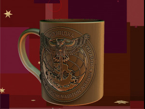 3D MODEL FOR A 3D PRINTER A CUP WITH A CHEVRON OF UKRAINIAN INTELLIGENCE Modelo de Impressão 3D