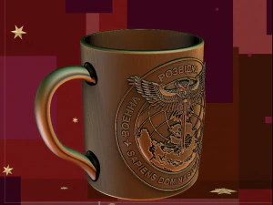 3D MODEL FOR A 3D PRINTER A CUP WITH A CHEVRON OF UKRAINIAN INTELLIGENCE 3D Print Model