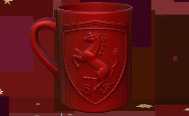 for CNC and 3D printer Ferrari badge on the cup 3D Принт Модель .c4d .max .obj .3ds .fbx .stl .blend 