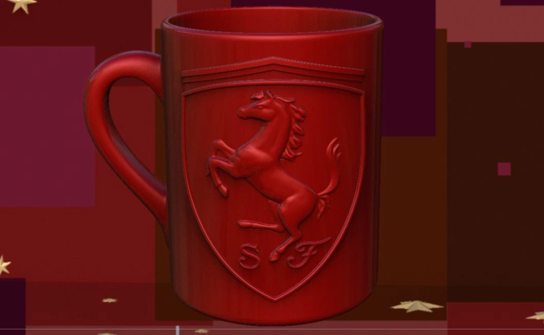for CNC and 3D printer Ferrari badge on the cup 3D Print Model .c4d .max .obj .3ds .fbx .stl .blend