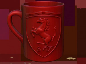 per stampante CNC e 3D Stemma Ferrari sulla coppa Modello di stampa 3D