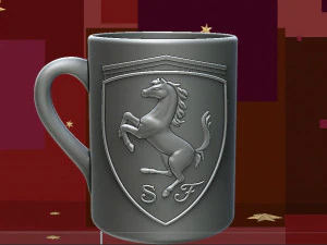for CNC and 3D printer Ferrari badge on the cup 3D Print Model