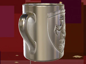 for CNC and 3D printer Ferrari badge on the cup 3D Print Model
