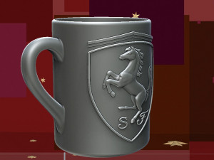 for CNC and 3D printer Ferrari badge on the cup 3D Принт Модель