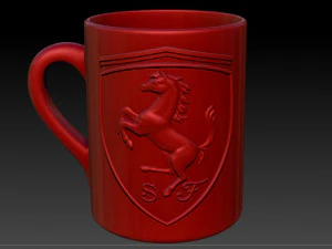 for CNC and 3D printer Ferrari badge on the cup 3D Print Model
