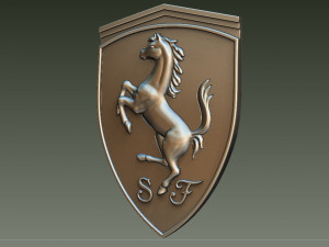 for CNC and 3D printer Ferrari car badge 3D Print Model