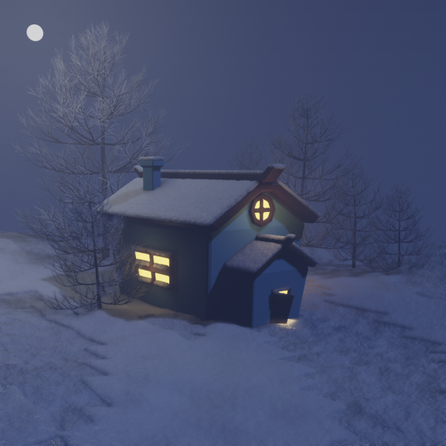 House in the snow Model 3D .c4d .max .obj .3ds .fbx .stl .blend 