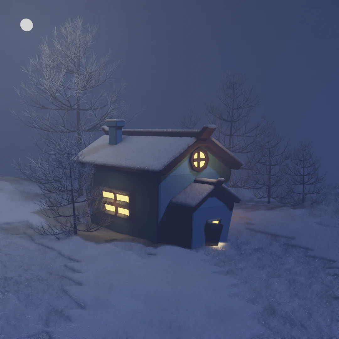 House in the snow 3D Model .c4d .max .obj .3ds .fbx .stl .blend