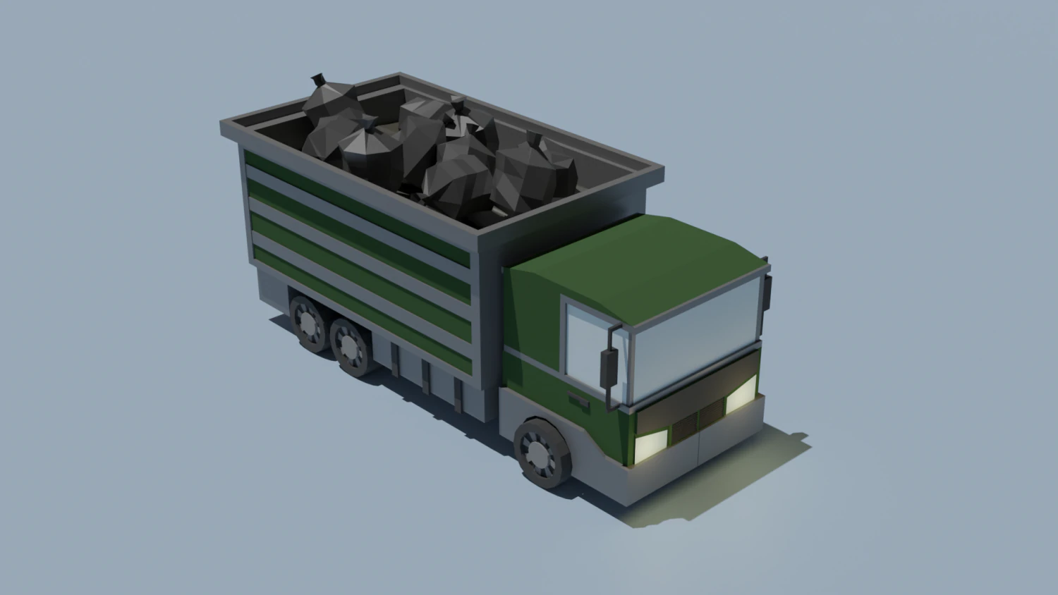 Garbage truck 3D Model .c4d .max .obj .3ds .fbx .stl .blend 