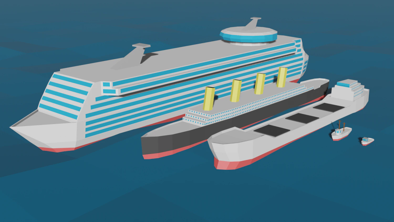 Ships Pack Lowpoly 3D Model .c4d .max .obj .3ds .fbx .stl .blend 