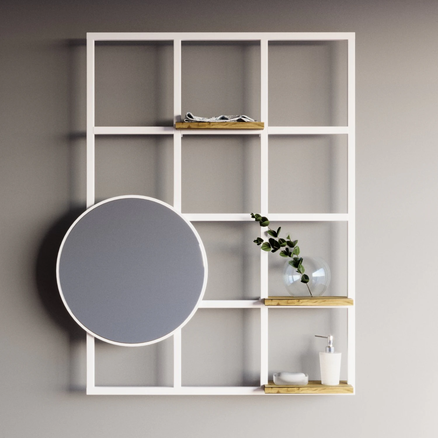 Wall shelf with mirror 3D Model .c4d .max .obj .3ds .fbx .stl .blend