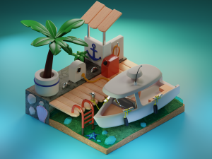 Summer beach 3D-Modell