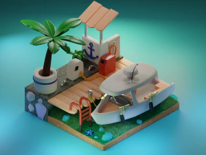 Sommerstrand 3D Modell