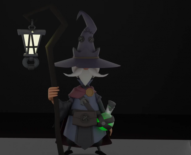 Magician wizard holding lantern 3D Model .c4d .max .obj .3ds .fbx .stl .blend 